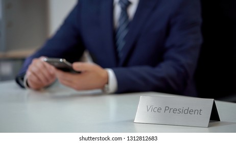 Professional Vice President Of Company Using Smartphone For Communication