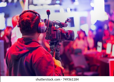 Professional video technician.Videographer by event. - Shutterstock ID 749361184