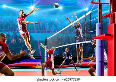 Professional Volleyball Players Action On Grand Stock Photo 626977259 ...