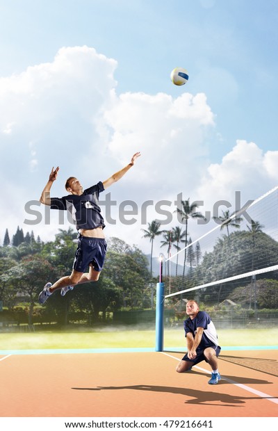 Professional Volleyball Players Action On Court Stock Photo (Edit Now ...