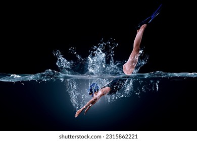 Professional woman swimmer on a wave - Powered by Shutterstock