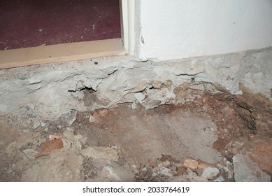 Professionals' Mistakes - Poorly Constructed Foundation Under The Wall Of The Old House.