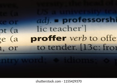 proffer word in a dictionary. proffer concept.