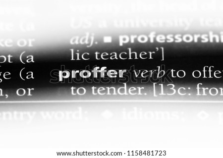 proffer word in a dictionary. proffer concept.