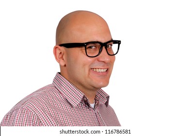 Profile Of The Bald Man Isolated On White