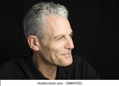 Profile Of A Handsome Man With Grey Hair