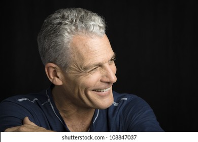 Profile Of A Handsome Man With Grey Hair