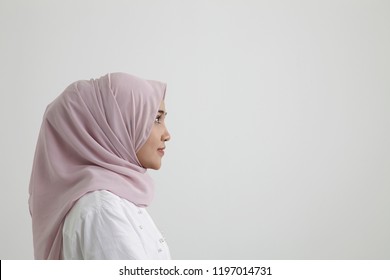 profile of malay tudung  on the white background