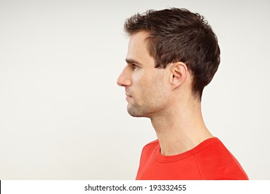 Profile Of Man In Red Shirt