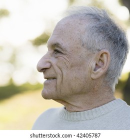 Profile Of An Old Man Outdoors