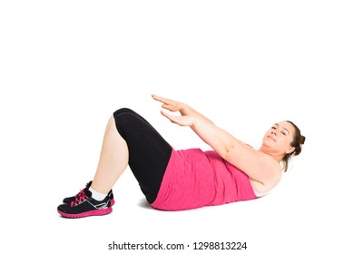 Profile Overweight Woman Doing Hard Situps Stock Photo (Edit Now ...