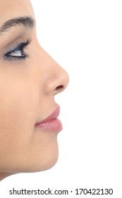 Profile of a perfect woman nose isolated on a white background