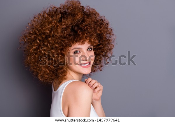 Profile Photo Curly Hairdo Lady Natural Stock Photo Edit Now