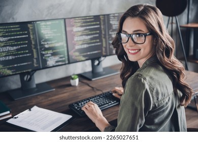 Profile photo of positive smart hardware expert girl sitting chair keyboard write open space workplace indoors - Powered by Shutterstock
