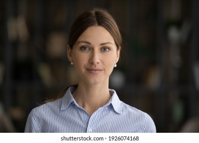 Profile Picture Of Young Caucasian Confident Woman Employee Or Worker Pose At Workplace In Office. Headshot Portrait Of Happy Millennial Successful European Businesswoman. Leadership Concept.