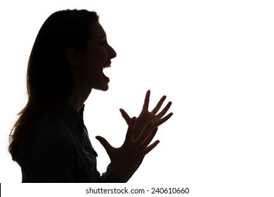 Profile Of Screaming Woman In Silhouette