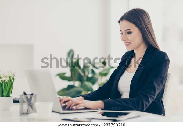 Profile Side View Portrait Nice Beautiful Stock Photo 1237750210 