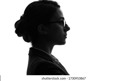 Profile Silhouette Of Young Woman.