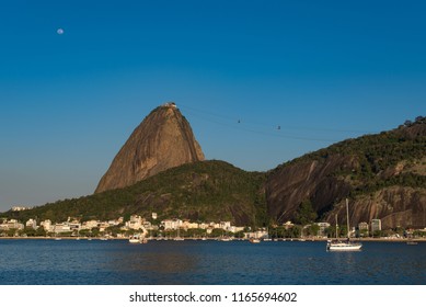 Profile View Of The Sugarloaf Mountain Above Guanabara Bay In Rio De Janeiro, Brazil