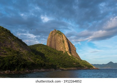 Profile View Of The Sugarloaf Mountain Above Guanabara Bay In Rio De Janeiro, Brazil