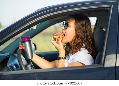 Profile View Young Brunette Woman Driver Stock Photo 773025013 ...