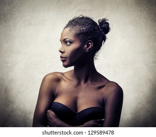 Profile Of Young Beautiful Black Woman