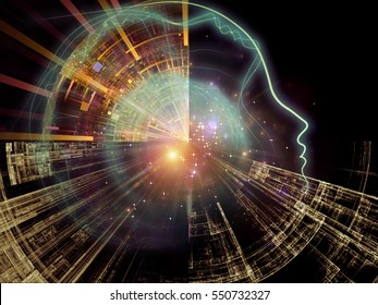 Profiles of Technology series. Composition of female profile and fractal elements suitable as a backdrop for the projects on technology, science and education