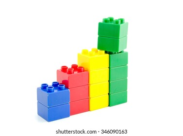 profit growth concept. plastic building blocks isolated white background
