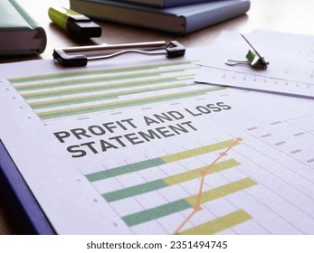 Profit and loss statement is shown using a text and photo of charts