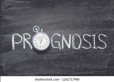 prognosis word handwritten on chalkboard with vintage precise stopwatch used instead of O - Shutterstock ID 1262717986