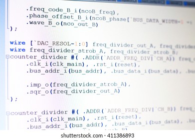 Program code on computer monitor