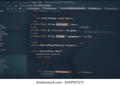 Program code under magnifier glass