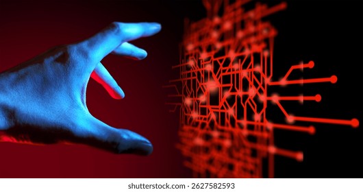 programer people or businessman hand touching interactive to hologram of network technology computer online system, business and finance application