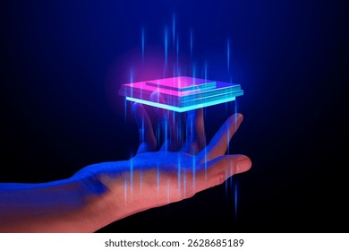 programer people or businessman hand touching interactive to hologram of network technology computer online system, business and finance application