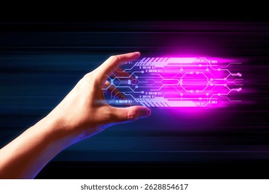 programer people or businessman hand touching interactive to hologram of network technology computer online system, business and finance application