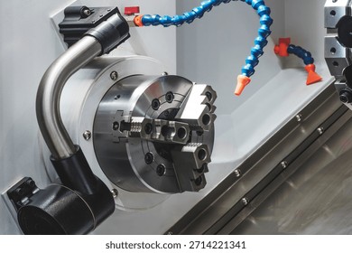 Programmable modern cnc digital  digital program machineManufacturing professional metalworking machine. Industrial metalworking concept background