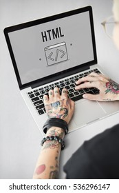 Programmer Coding HTML Script Concept