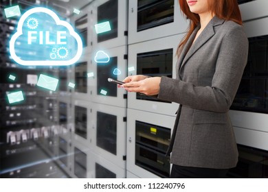Programmer in data center room and file system service
