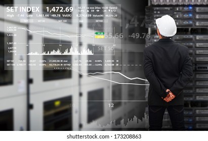 Programmer in data center room and looking to graph report