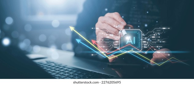 Programmer people working laptops or smartphones with AI, artificial intelligence software engineer coding on laptop computers with technology icons and binary code, big data, Ai bot digital machine - Powered by Shutterstock - Get 15% off with code: PIKWIZARD15