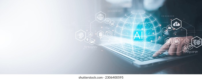 Programmer people working laptops or smartphones with AI, artificial intelligence software engineer coding on laptop computers with technology icons and binary code, big data, Ai bot digital machine - Powered by Shutterstock