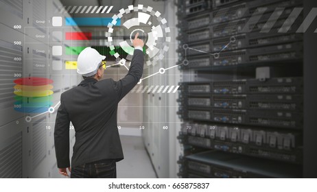 Programmer touch power button in server room