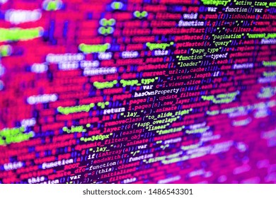 Programmer Typing New Lines of HTML Code. Software developer programming code on black screen. Program development concept. PC software creation business. 