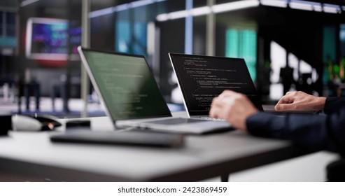 Programmer Woman Coding On Computer. Coder Girl