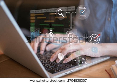 Programmer work bringing new technology innovation ai artificial intelligence workflow automation flowchart system diagram algorithm into business project management improve efficiency productivity