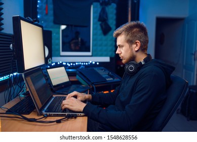 Programmer Working On Laptop, Computer Technology