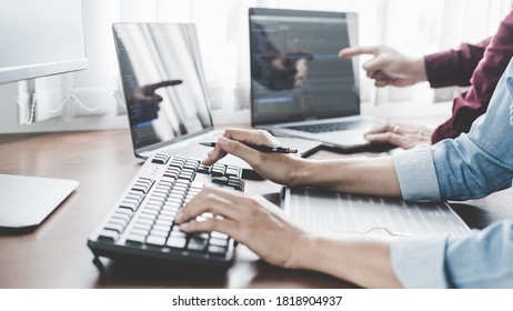 Programmer working in a software development and coding technologies. Website design. Technology concept.