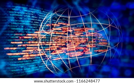 Programming code and global network with technology background