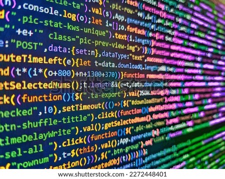 Programming code screen of software development. Green fabric. Madagascar flag  is depicted on the screen with the program code. 