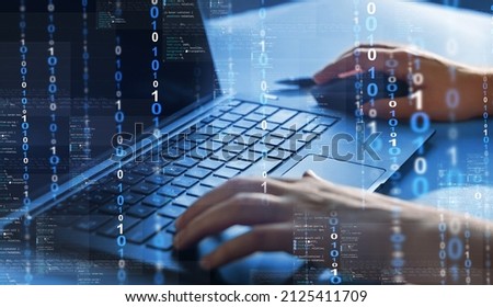 Programming code technology. Software apps developer and IT revolution.Digital software development.Programmers and cyber security technology concept. 